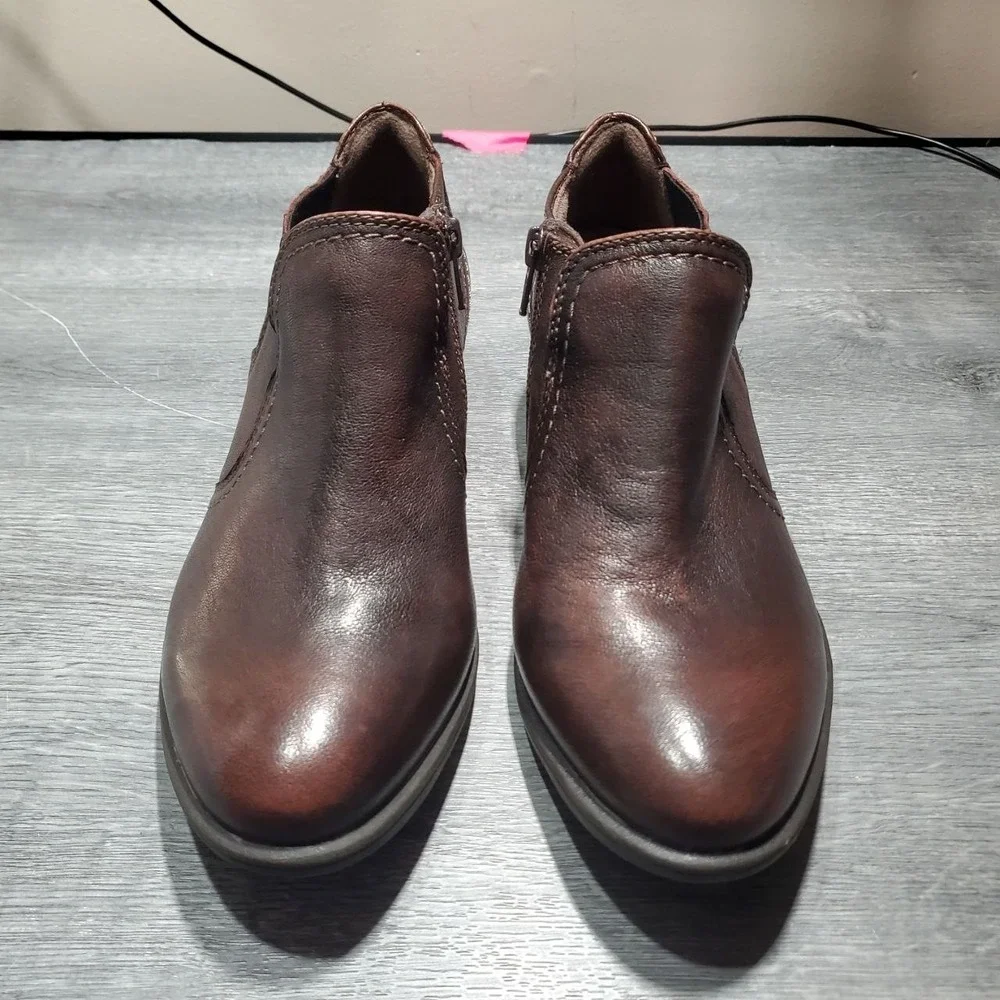 Earth Peak Peru Ankle Boots Womens 7.5‎ M Sunburn Brown Leather Zip Up Shoes